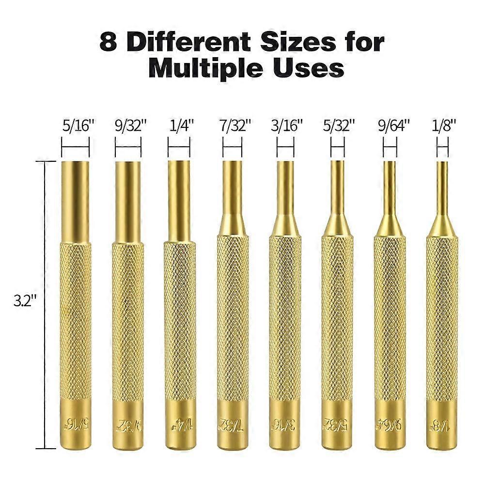 Roll Pin Punch Set, Punch Removing Repair Tools, Including Brass Pin Punches, Steel Pin Punches with Storage Pouch