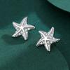 Exquisite Pentagram Zircon Sterling Silver Earrings for Women's Simple Starfish Earrings Sterling Silver Jewelry Graduation Gift Party Silver Jewelry
