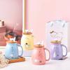 Kawaii Çay Fincanı Sevimli Kedi Seramik Kahve Kupası Kedi Figürlü Kapak ve Kaşık ile Japon Tarzı Yenilikçi Hediyeler Kadınlar İçin Kedi Sever Hediye 16oz
