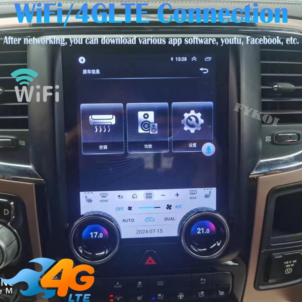 Android15 For Dodge RAM 2013-2015 Car Radio Automotive Multimedia Tesla Screen Car play Auto Bluetooth GPS 4G WIFI DSP Stereo