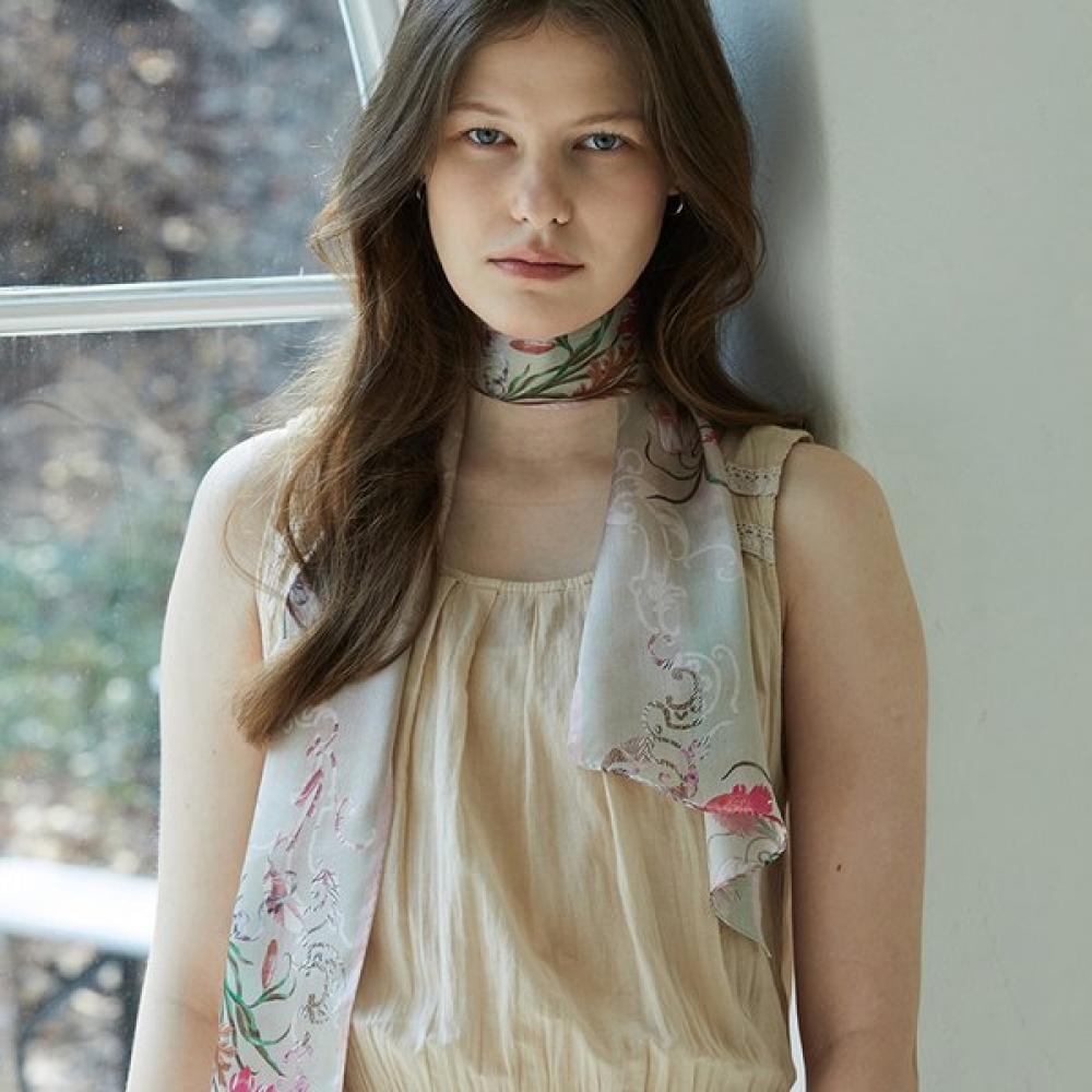 Ana Maison Romantic Waltz Silk Long Petit Scarf Pml 1382col.2