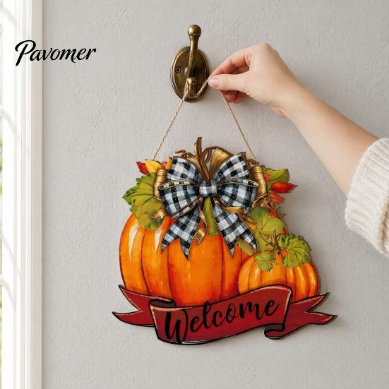Seasonal Wooden Welcome Sign Fall Pumpkin Sign, Thanksgiving Door Hanger, Decor High-definition Printed Hanging Porch for Autumn Harvest Farmhouse