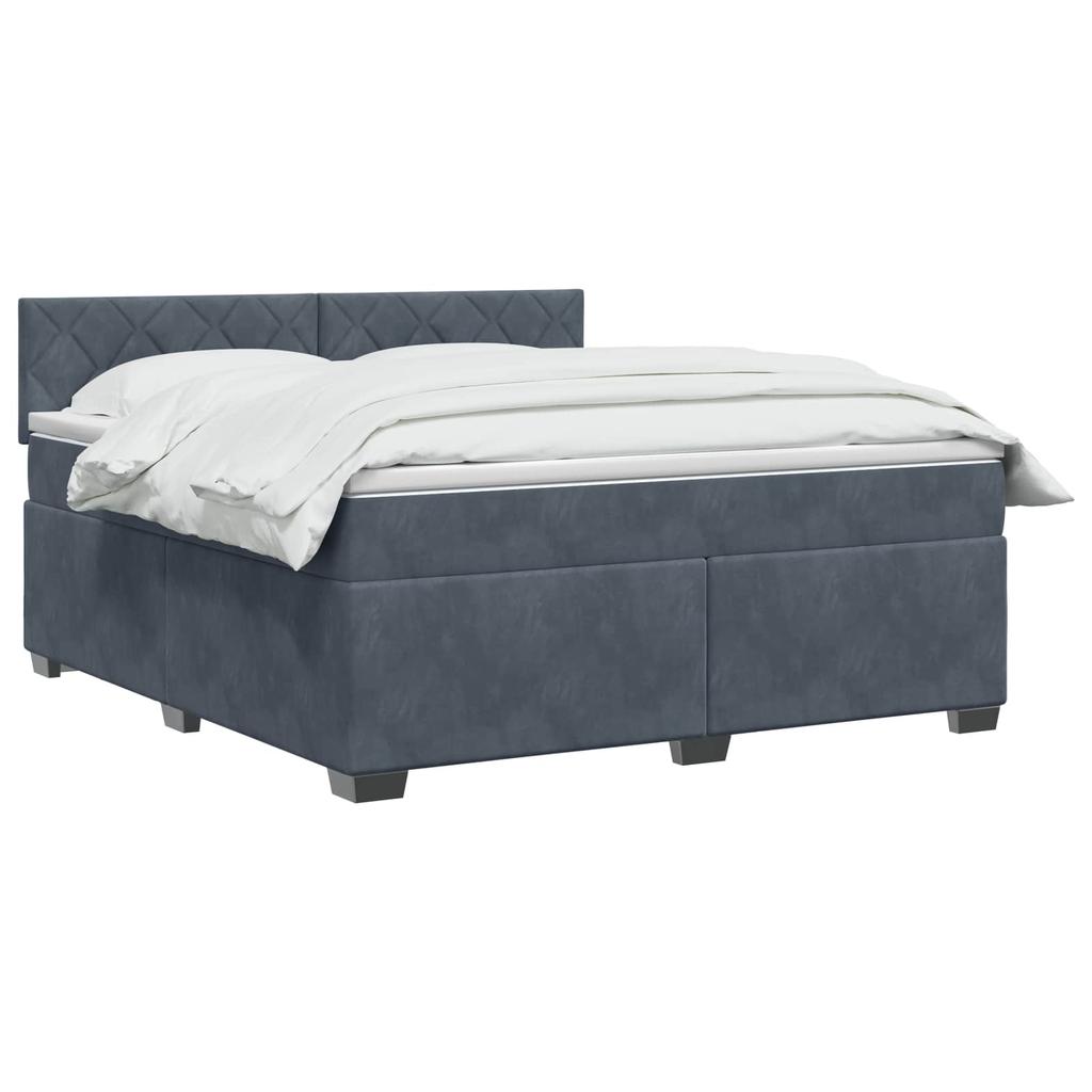 Box Spring Bed with Mattress Dark Gray 140 x 190 cm Velvet