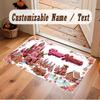 Christmas Theme Soft Crystal Velvet Rug Custom Name & Text Print Non Slip Floor Rug for Bedroom Living Room