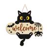Yousheng Halloween Hanging Door Sign, Cute Cat Hanging Sign, Wooden Front Door Hanger with Hemp Rope for Porch Wall Indoor Home