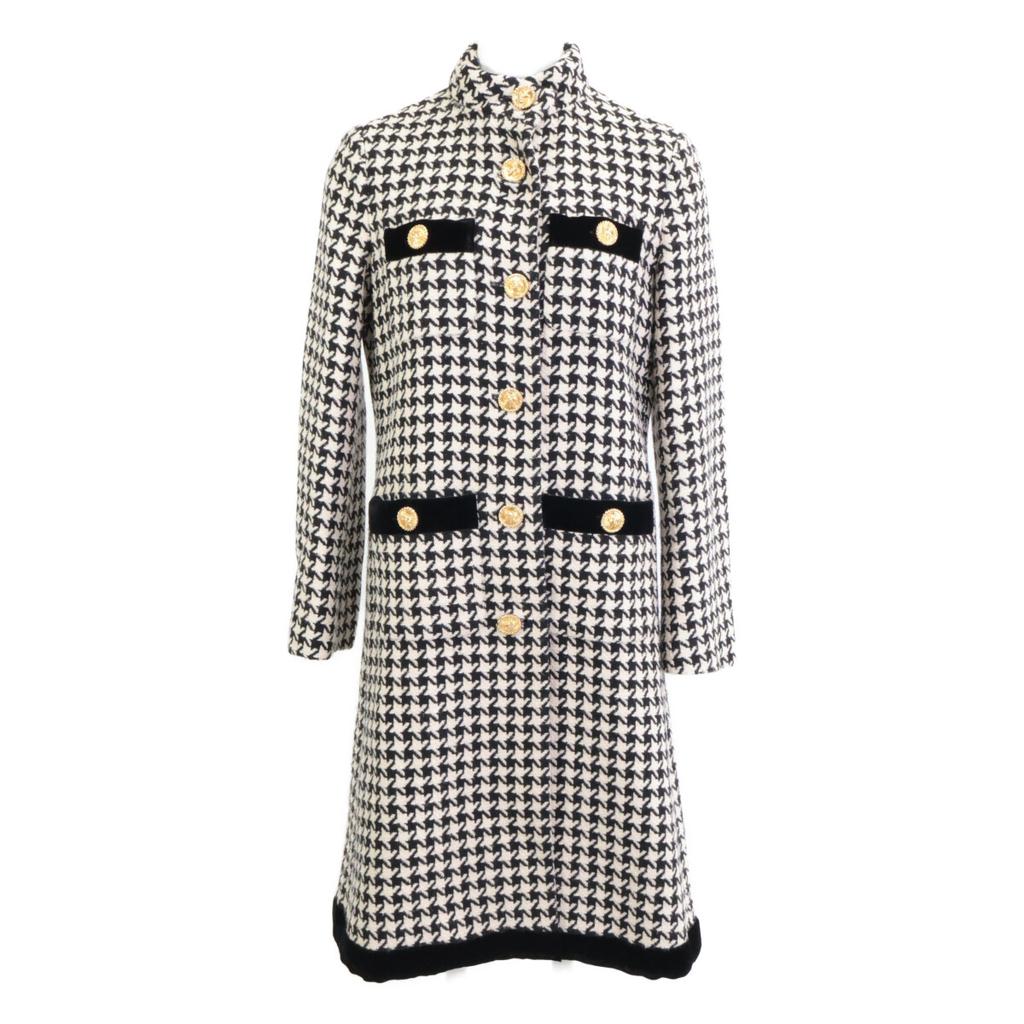 Gucci Excellent Condition Houndstooth with Gold Buttons Coat 38 White X blackUsed