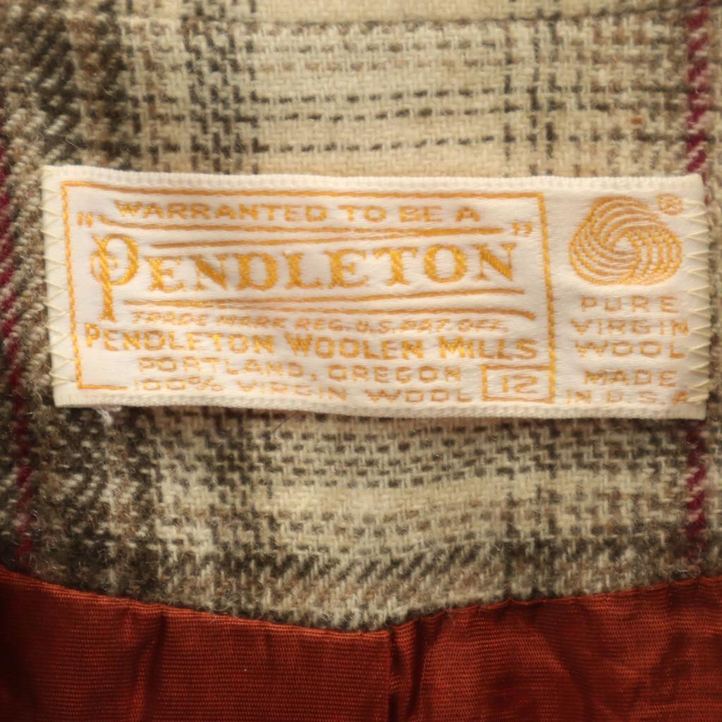 PENDLETON 70s Made In USA Wool Vintage Check Pattern Tailored Jacket 12 Women Used