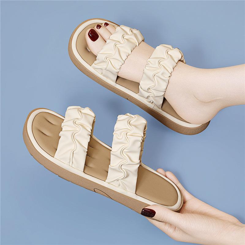

Cloud bubbles step on shit feeling super soft word with thick bottom beach slippers women s round head casual versatile sandals women s summer 34