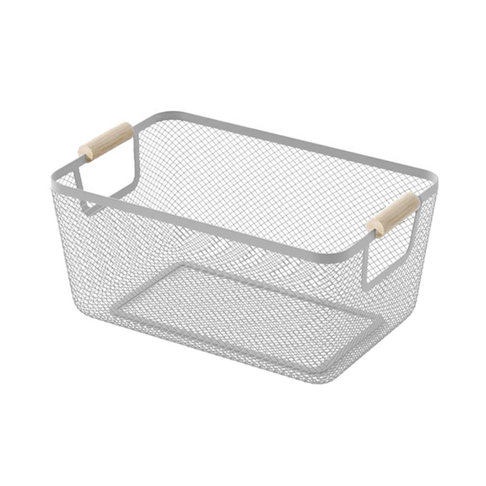 

Metal Iron Mesh Basket Rectangle Sundries Container Vegetable Fruit Snack Holder Home Organizer S сірий