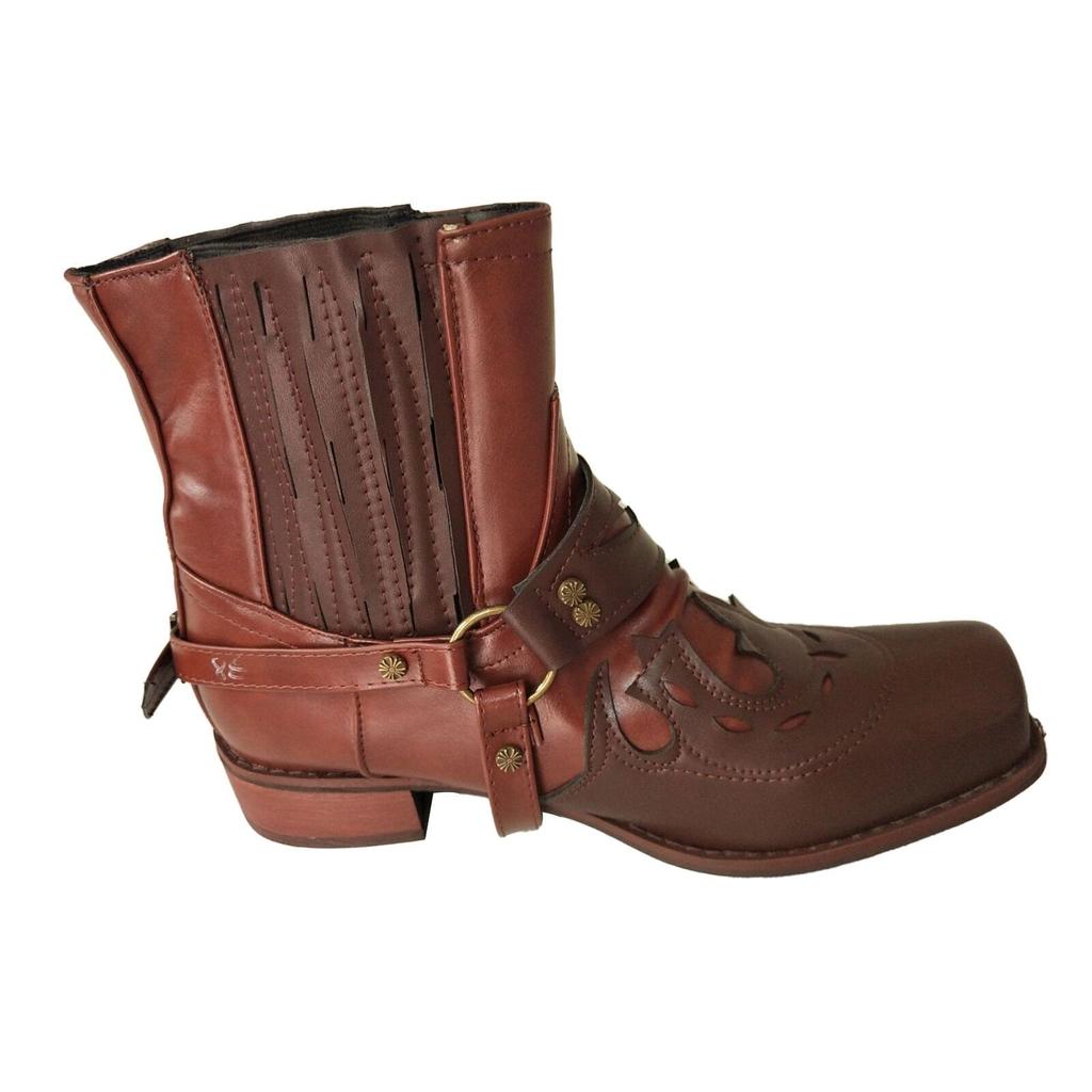 Men's Motorcycle Boots Retro Square Toe Cowboy Short Boots Horse Gear Boots