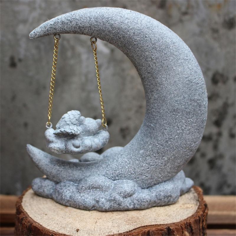 Swing On Moon Remembered Pet Memorials Stone Marker for Dogs Cats Pet Grave Headstones Tombstones Loss of Pet Gift