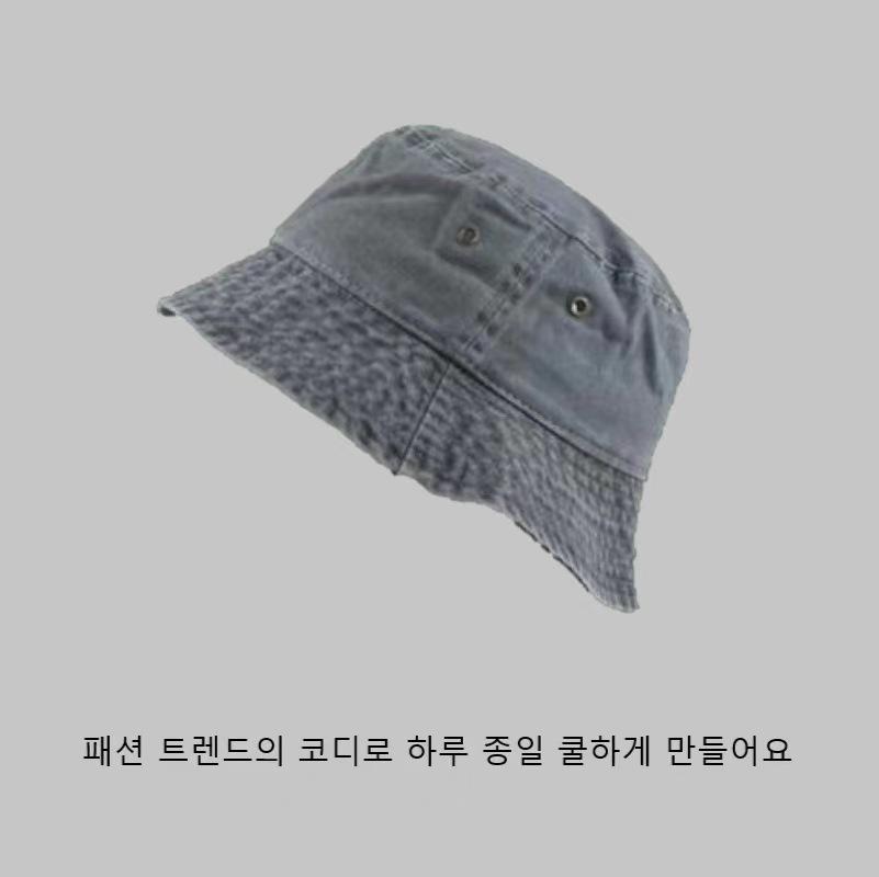 Hong Kong Style Retro Distressed Washed Denim Fisherman Hat - Spring/Summer Fashion, Breathable Bucket Hat for Couples.