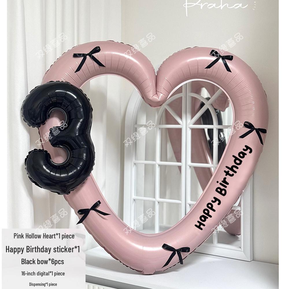 Pink Heart Cutout Balloon Photo Frame for First Birthday & Milestone Celebrations