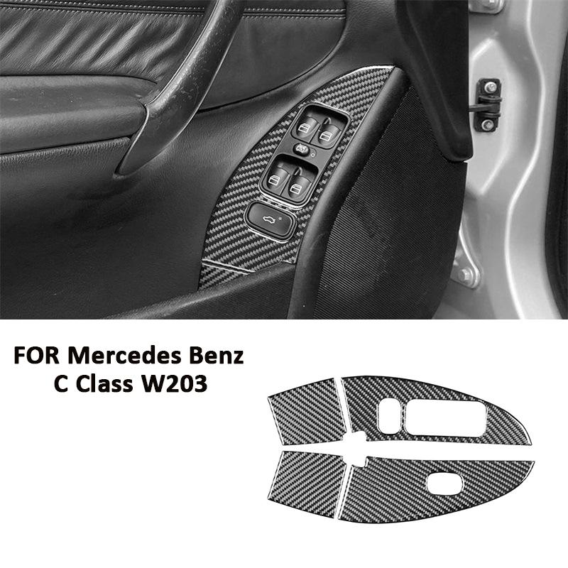 

Декоративна наклейка-рамка панелі кнопок склопідйомника з вуглецевого волокна для Mercedes Benz C-Class W203 2005-2007 чорний