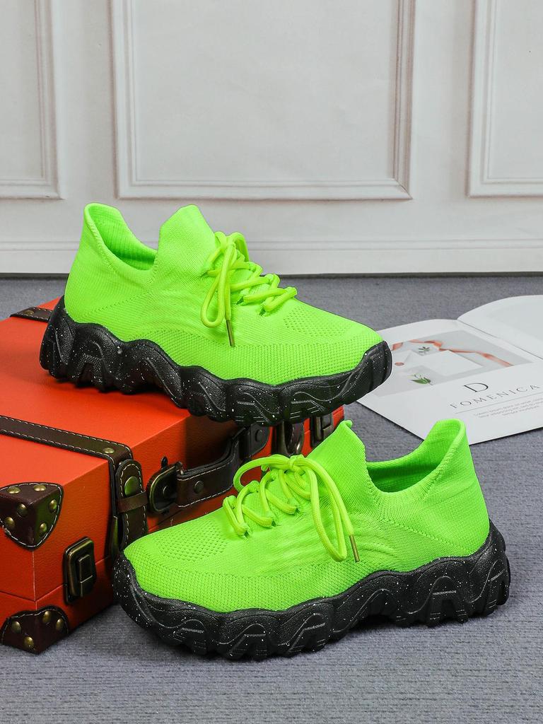 Fashion Spring Pink Casual Shoes Woman Breathable Knitted Sneakers for Women Shoes Thick Sole Ladies Shoes Platform Sock Sneakers