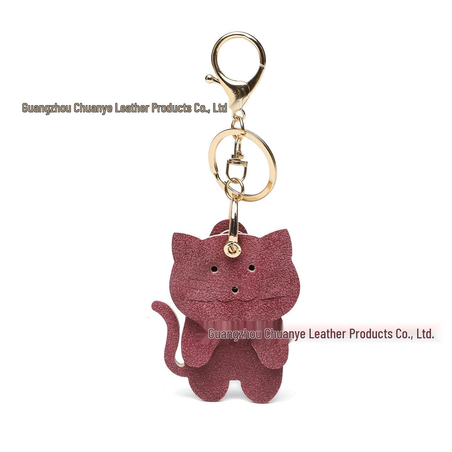 Очаровательный Котенок Кожаный Брелок для Ключей и Сумки