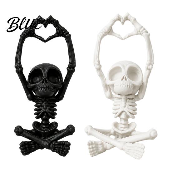 Romantic Skeleton Figurine Heart-Matching Skull Ornament 3D Printed Statue Gothic Creative Shelf Decorations Compact Size Sculpture for Home