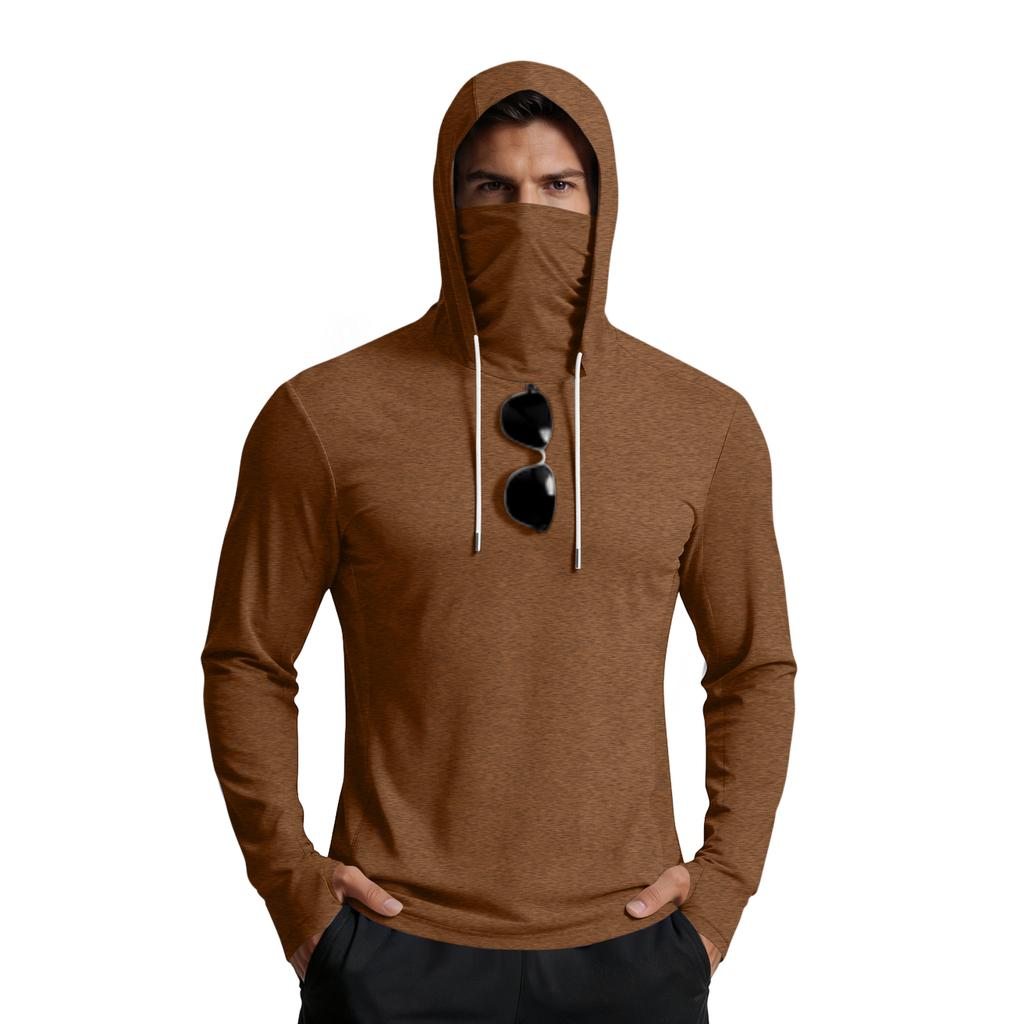 Men Long Sleeve Pullover Hoodie with Adjustable Drawstring Hood Casual Athletic Fit Lightweight Top for Daily Wear
