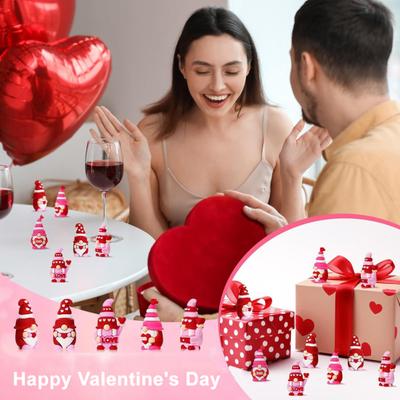 Elf Doll Valentine's Day Mini Gnomes Set Resin Figurines Romantic Pink Red Heart Decor Party Favors Tiered Tray Display Hide And Seek Toys