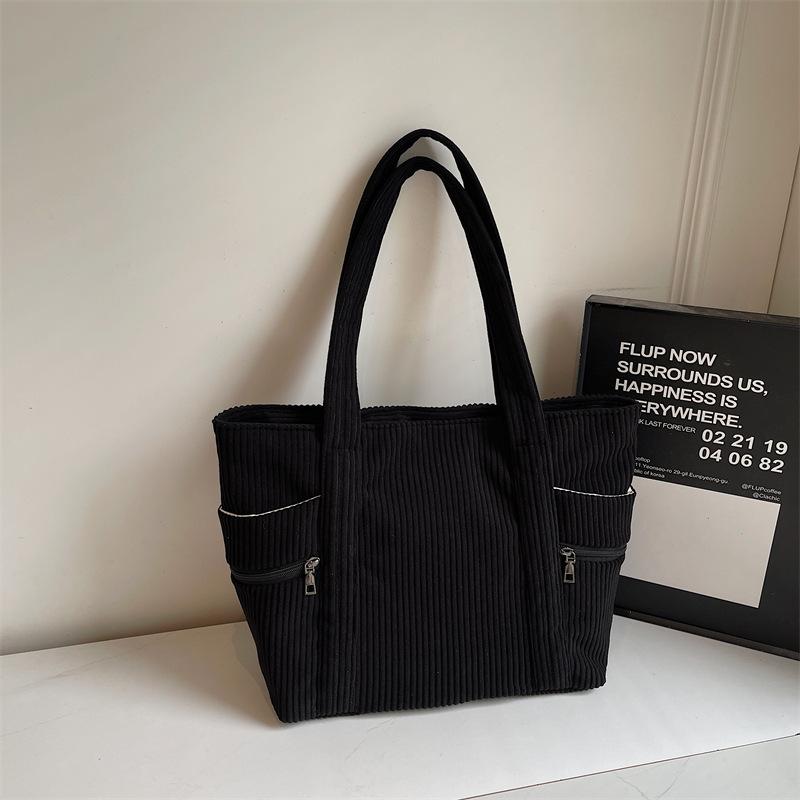 

New Winter Korean Style Corduroy Shoulder Bag Women Fashi Retro Simple Handle Storage Bag Versatile Texture Bags for Travel