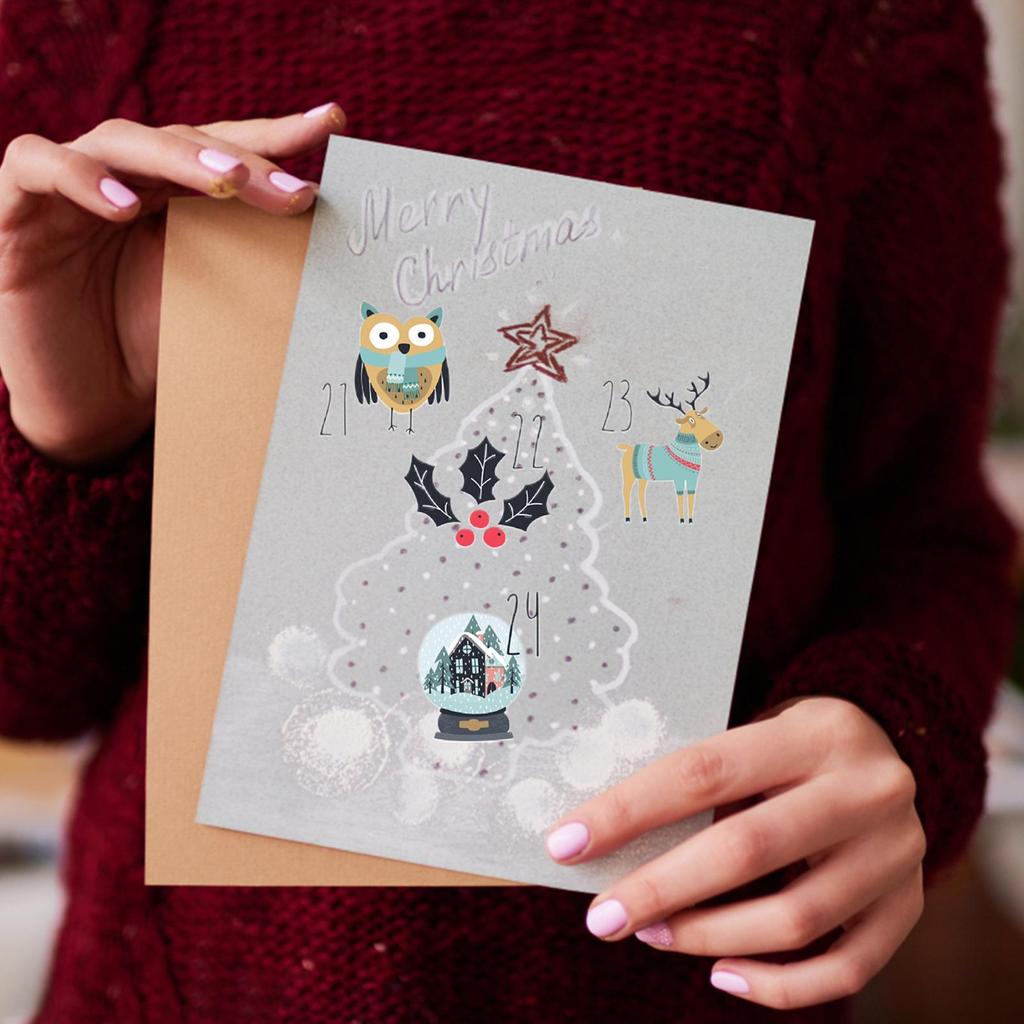 1-24/sheet Number Stickers DIYs Gift Packaging Labels Xmas Decoration Merry Christmas Advent Calendar Number Paper Sticker