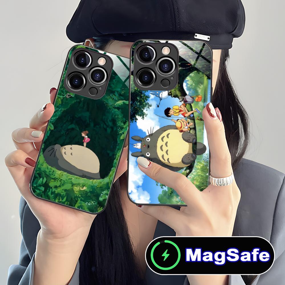Anime Cute S-Totoros Phone Case for iPhone 16 15 14 13 12 11 Pro Max Plus Mini MagSafe Glass Colour Printing Pretty Smartphone