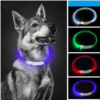 Collier LED pour chien lumineux USB pour chat et chien - Réglable - Lumière LED brillante - Prévention des pertes - Collier LED pour chiens - Accessoires pour animaux de compagnie
