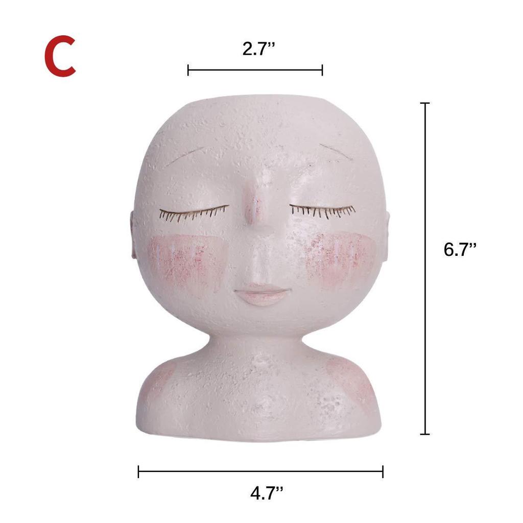 Kreativt ansikt Blomsterkrukke Hode Plantekar Potte Sukkulent Plantekar Harpiks Kunst Statue Skulptur Potte Dekorative Ornamenter Vase