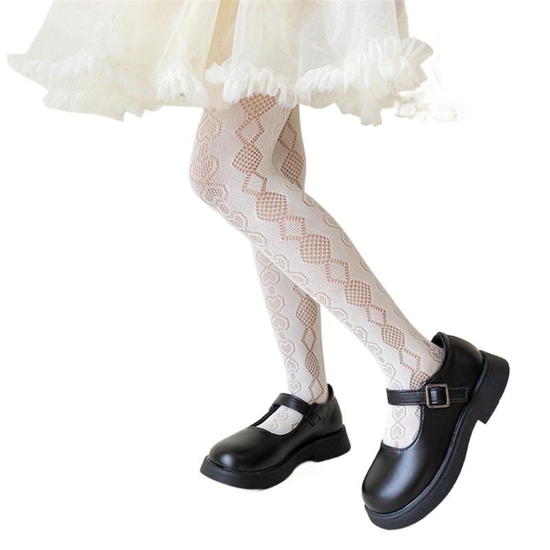 

Fashion Fishnet Leggings for Girls Diamond Pattern Tights Hollowed Stockings Kids Pantyhose for Summer Spring Dresses L бежевий