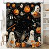Haunting Halloween Decor Shower Curtain with Ghosts Ghouls Dark Black Gothic Decor for Bathrooms
