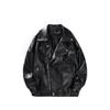 Giacca Biker Nera da Uomo Moda Autunnale Cappotto in Ecopelle Uomo Trendy Casual Giubbotti in PU Maschile Larga Cappotto in Ecopelle Moto