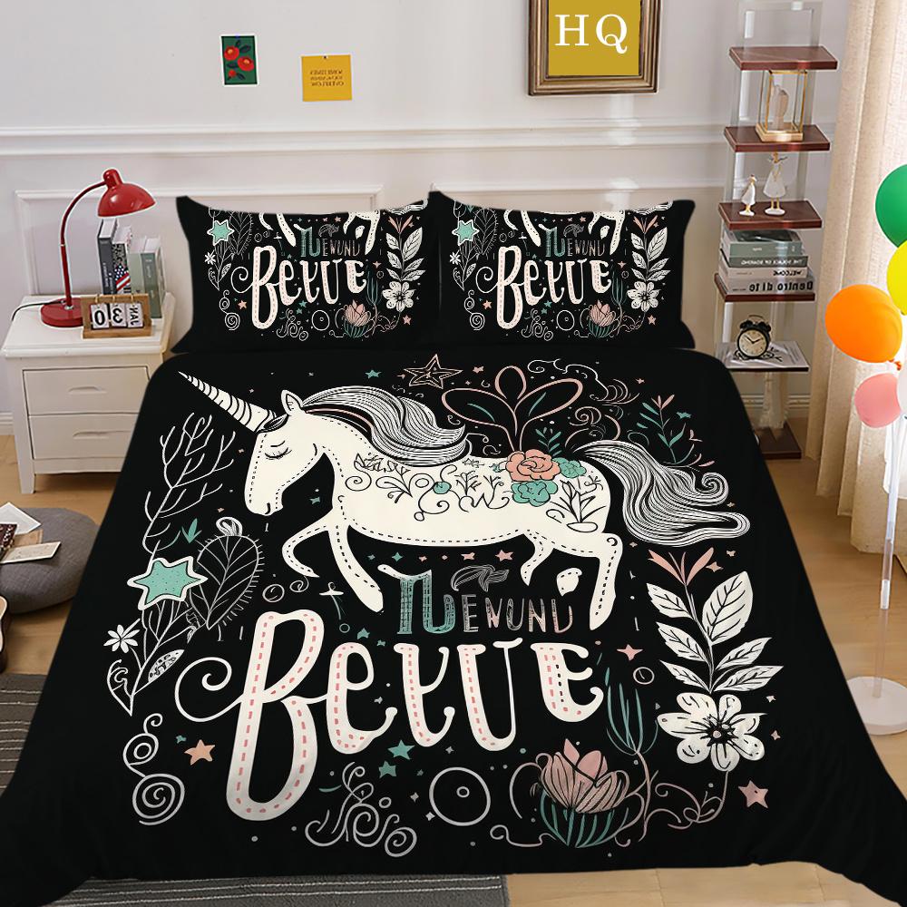 

Комплект пододеяльников с 3D принтом единорога, домашнее постельное белье, королевский размер, микрофибра, мужской детский мягкий комплект постельного белья высокого качества EU Single 135x200cm