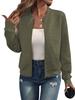 Plus Size Women Autumn Solid Color Zip-Up Jacket Long Sleeve Casual Loose Baseball Collar Casual Oversized Coat