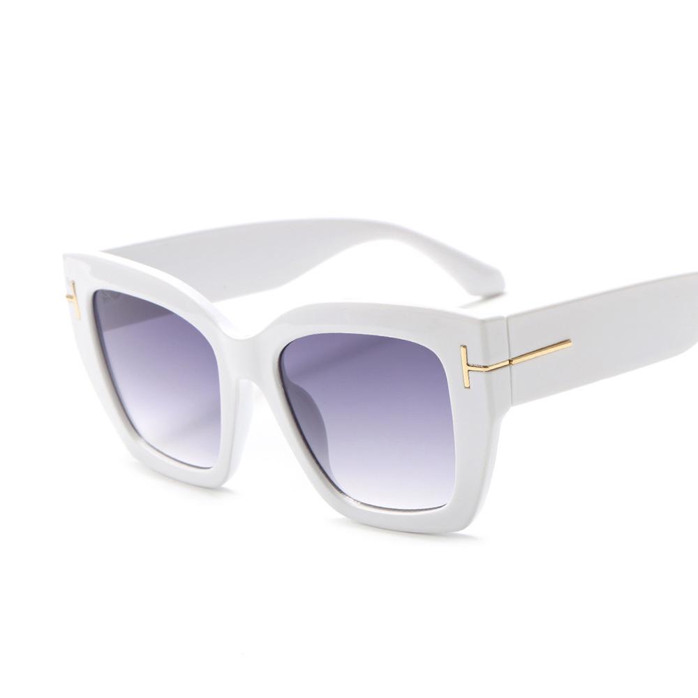 Unisex Large Frame T-Decoration Sunglasses 5634 - Slimming and Stylish European & American Design