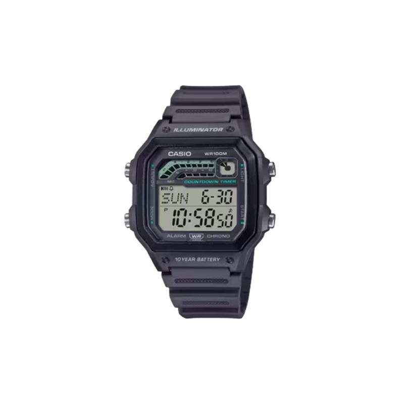 

Casio 100 meters waterproof, casual and fashionable, quartz movement, resin strap, Japanese and Korean watch, same style for men and WS-1600H-8A чёрный