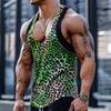 Europe and America Cross Border 2025 New Arrival Men Vest Leopard Print Pure Color Loose Casual Personality Punk Series Sleeveless