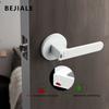 Indoor Door Indication Lock Household Keyed Three-lever Handle Lock White Bathroom Occupied or Unoccupied Door Handle