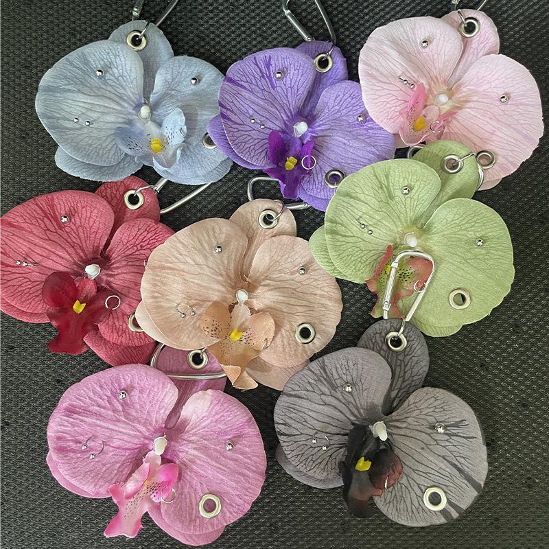 Sweet Exquisite Phalaenopsis Orchid Keychain Creative Simulation Flower Pendant Fashion Backpack Hangings Decor Accessories Gift