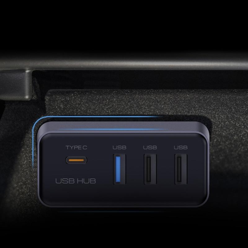 Power Distribution USB Hub Dock Station with 3 USB Ports and 1 Type C Port Ensuring Stable Transfer for Model 3/Y