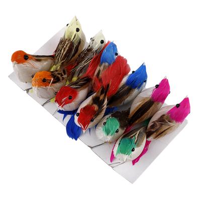 12pcs Simulation Birds Colorful Artificial Feather Foam Birds Decorative Fake Birds Ornament Party