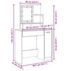 Makeup Table with LED Lights Rustic Wood Effect 86.5 x 35 x 136 cm