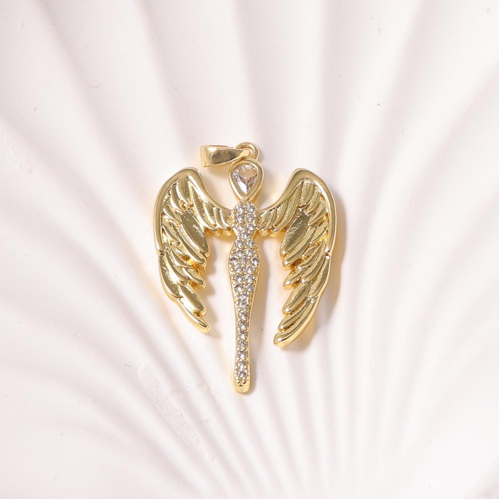 European Design High-End Clavicle Chain with Devil Angel Pendant, 18K Gold-Plated, Color-Preserving