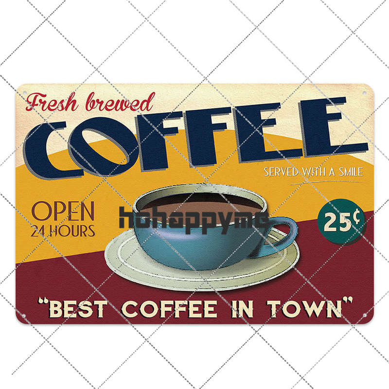 Coffee Tin Sign Vintage Metal Plaque Kitchen Coffee Bar Cafe Retro Posters Pub Wall Decorative Plates Home Decor 20*30 cm