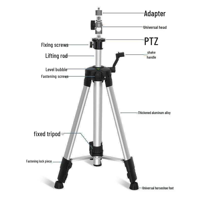 Treppiede Universale per Livella Laser a Infrarossi con Livella a Bolla e Supporto Telescopico Sollevabile