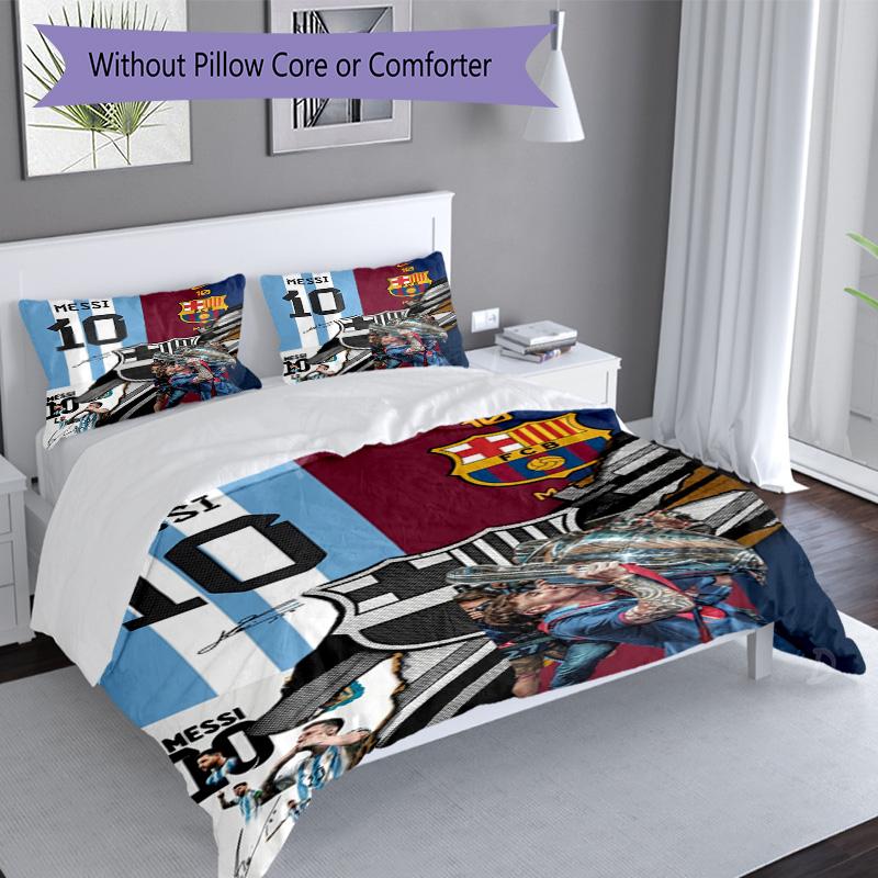 Messi World Cup Glory Bedding Set,Soft Bed Linen for Bedroom Home Decoration,Football Fan Gift,Breathable Duvet Cover with Pillowcases,Soccer Themed,P
