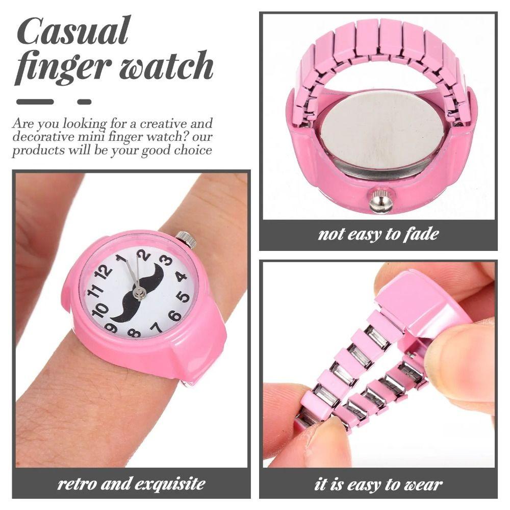 Elastischer Ringuhr Runde Dekorative Ringuhr Mode Fingerringuhr Schmuck