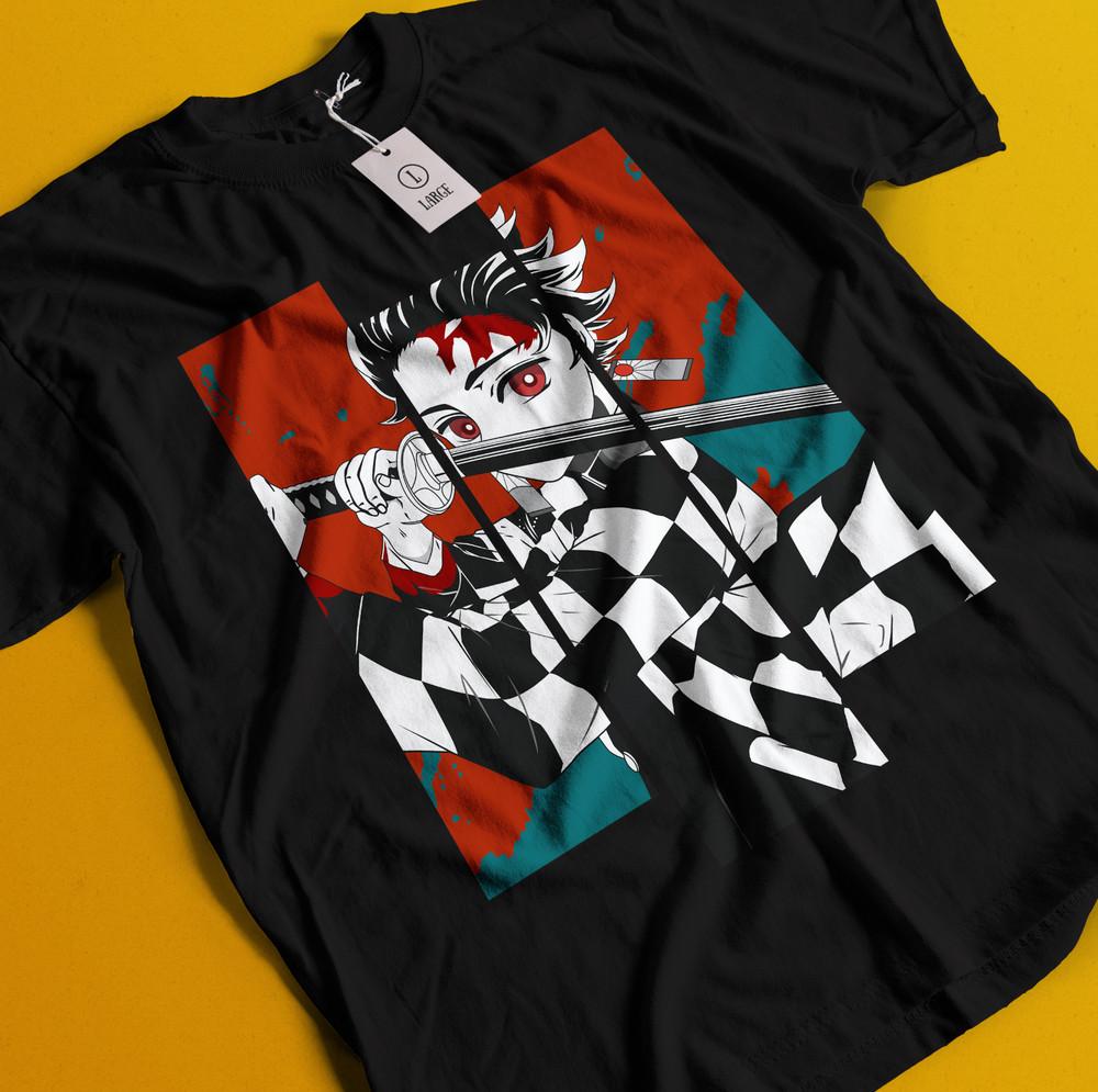 

Рубашка Истребитель демонов Футболка Тандзиро Футболка Зеницу Футболка Мудзан Дома Футболка Иноске Нэдзуко L