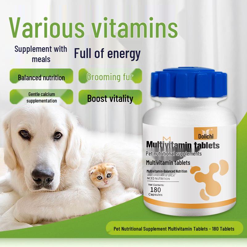 Pet Multivitamin Tablets - 180 Count for Dog Coat & Cat Health
