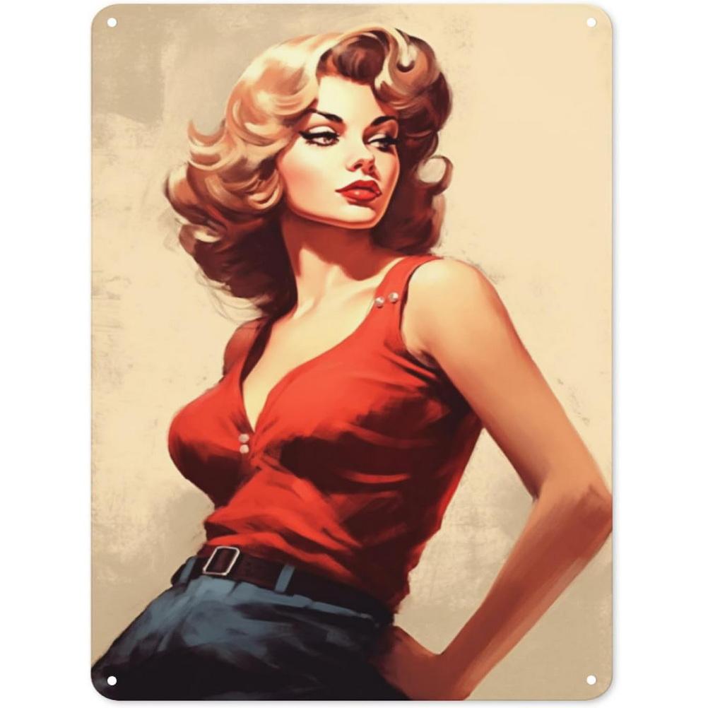 Placas de lata de metal vintage pinup girls sexy mulheres decoração de parede para homem caverna garagem bares café clubes restaurante pôsteres retrô placa