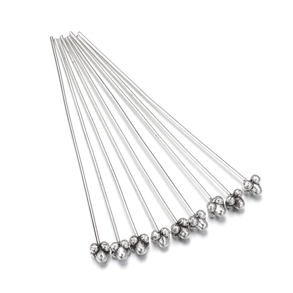 

10pcs Alloy Flower Head Ball Pins 0.7X53mm Simple Metal Head Pins Needle For Jewelry Making DIY Earrings Accessories Wholesale